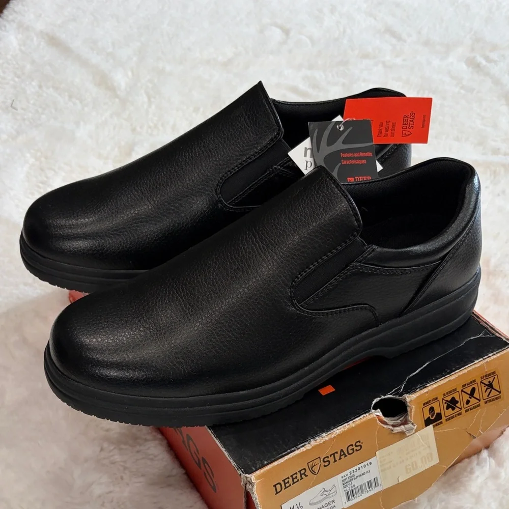 Deer Stags Men's Black DS Work Oil& Slip Resistant Non Marking,Size 11-1/2 . - Picture 1 of 17